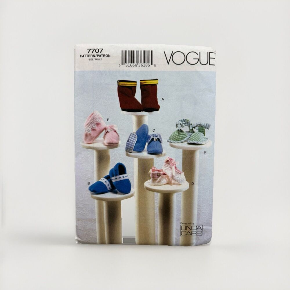 Vogue 7707 Baby Booties Shoes Linda Carr Sewing Pattern Shower Gift